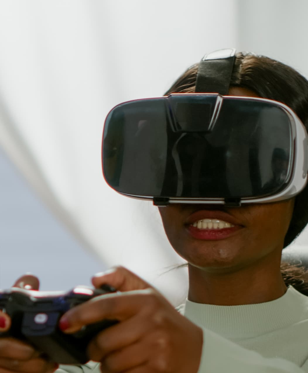 An image of someone on a virtual reality headset